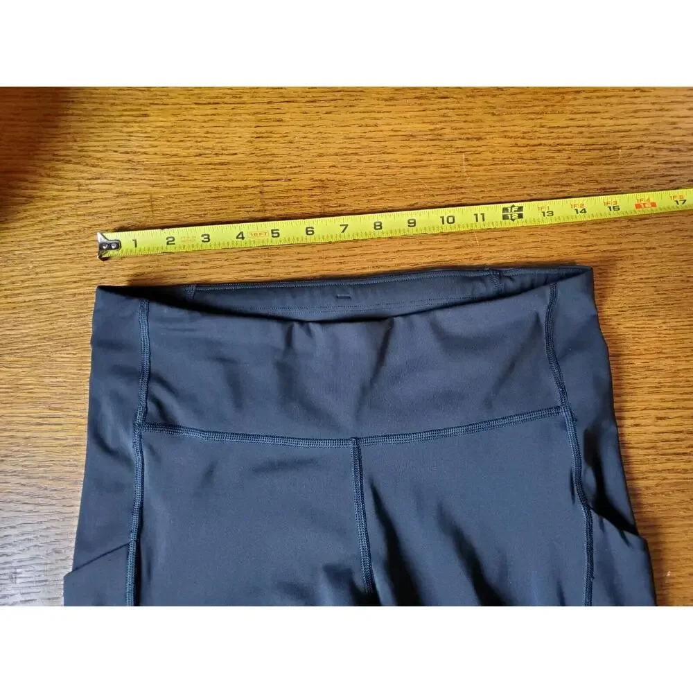 Athleta 7/8 Tight‎ Leggings Medium Black Pockets Ankle Zippers Vented Womens